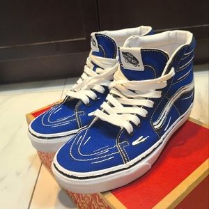 Blue and white sketch style vans 7.5 mens 9 women's